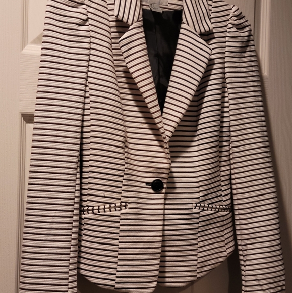 Pinstripe white blue blazer sz 4 H&M - Picture 3 of 6